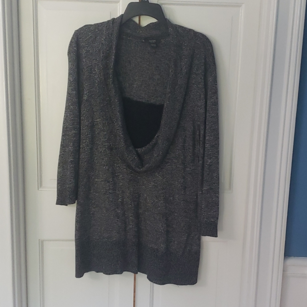 Alfani Woman black cowl sweater lace insert